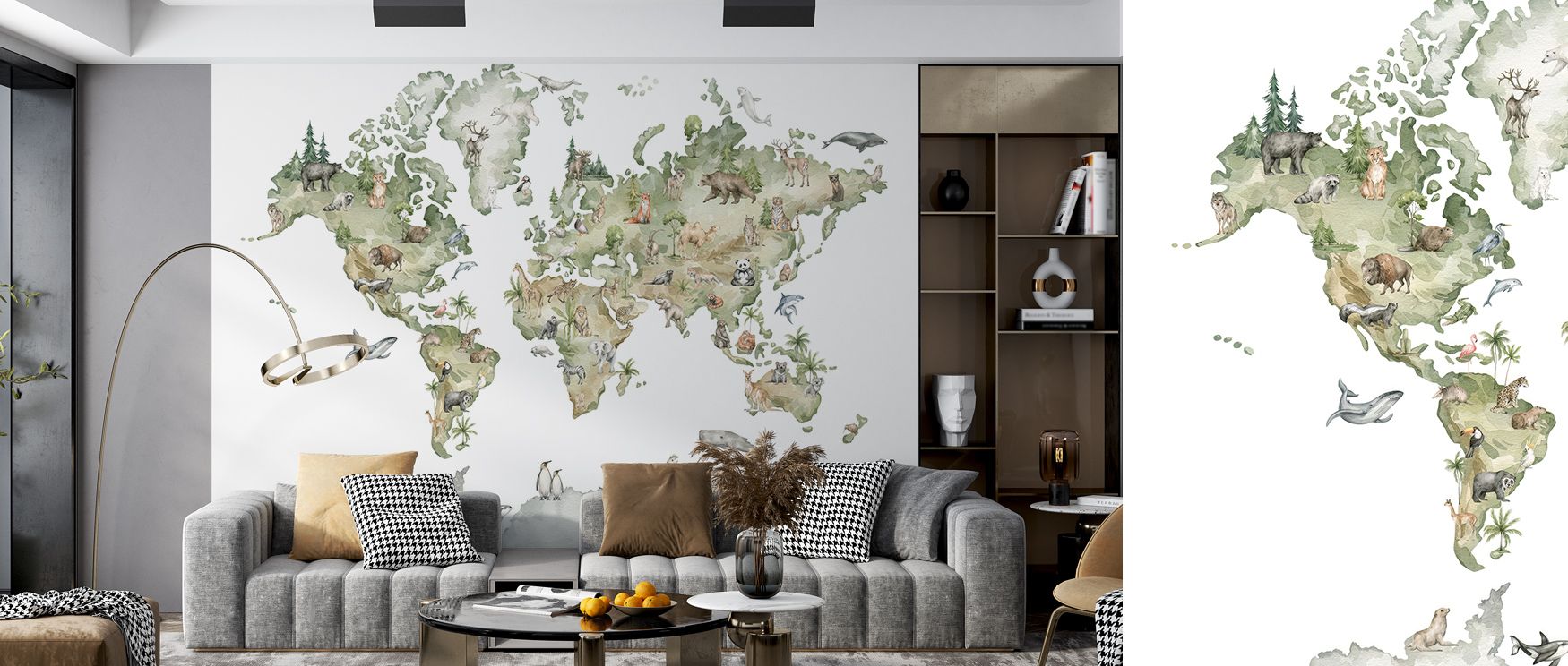 Educational artistry defines Animals From Around the World Map Wallpaper, where detailed animals roam freely across continents. The design captures childhood wonder and natural diversity, ideal for rooms filled with light, imagination, and cheerful inspir