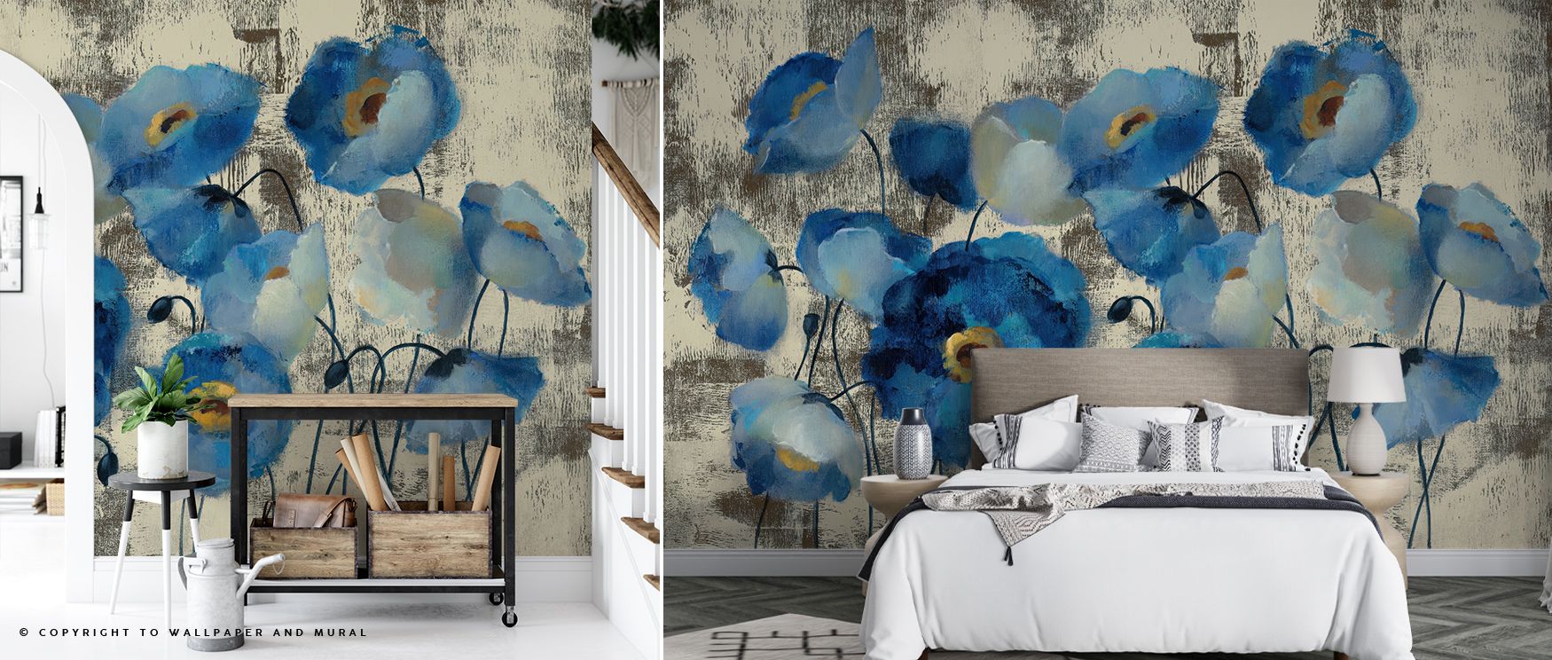 Serene composition defines Aquamarine Floral Wallpaper, merging tone and texture with natural fluidity. The pattern conveys purity and balance, transforming rooms into airy retreats filled with organic stillness and quiet inspiration.