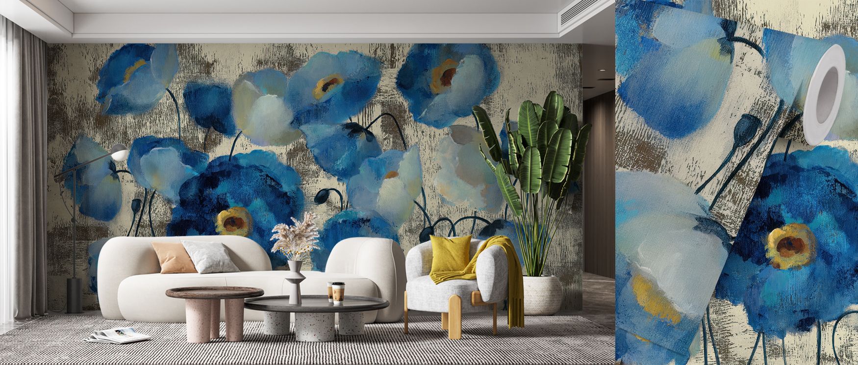Graceful symmetry breathes within Aquamarine Floral Wallpaper, as each bloom captures light through delicate shading. The artwork celebrates simplicity, enriching walls with lyrical design flow and subtle emotional presence.