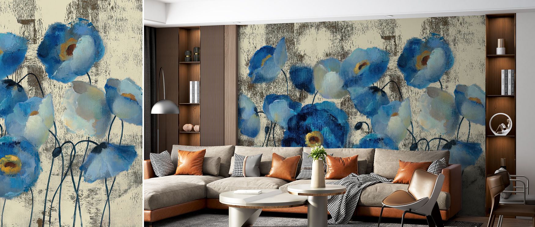 Poetic restraint lingers in Aquamarine Floral Wallpaper, where soft gradients evoke water and breeze. Every nuance radiates harmony, turning interiors into tranquil expressions of nature’s refined artistry and enduring calm.