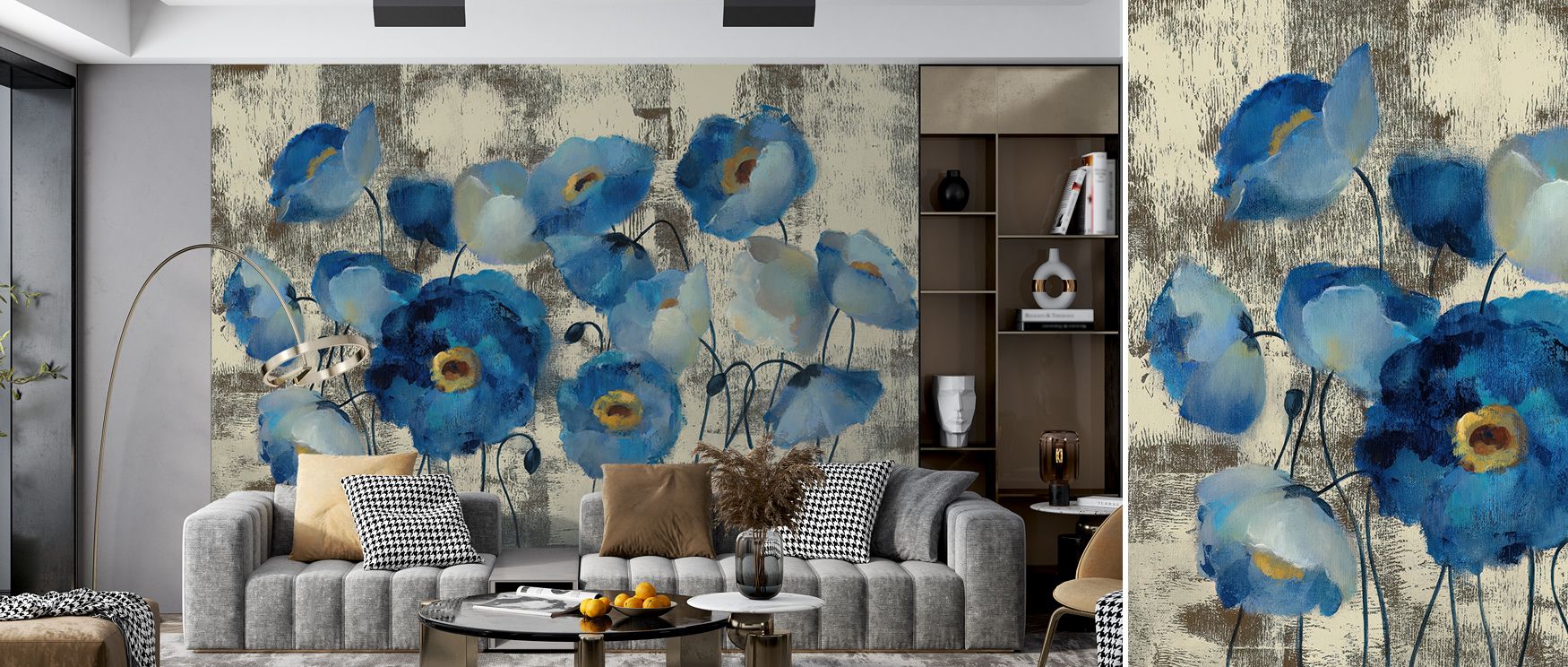 Cool light whispers across Aquamarine Floral Wallpaper, where shadows fade softly into tone. This serene imagery offers visual poetry that transforms walls into ambient landscapes of elegance and emotional stillness.