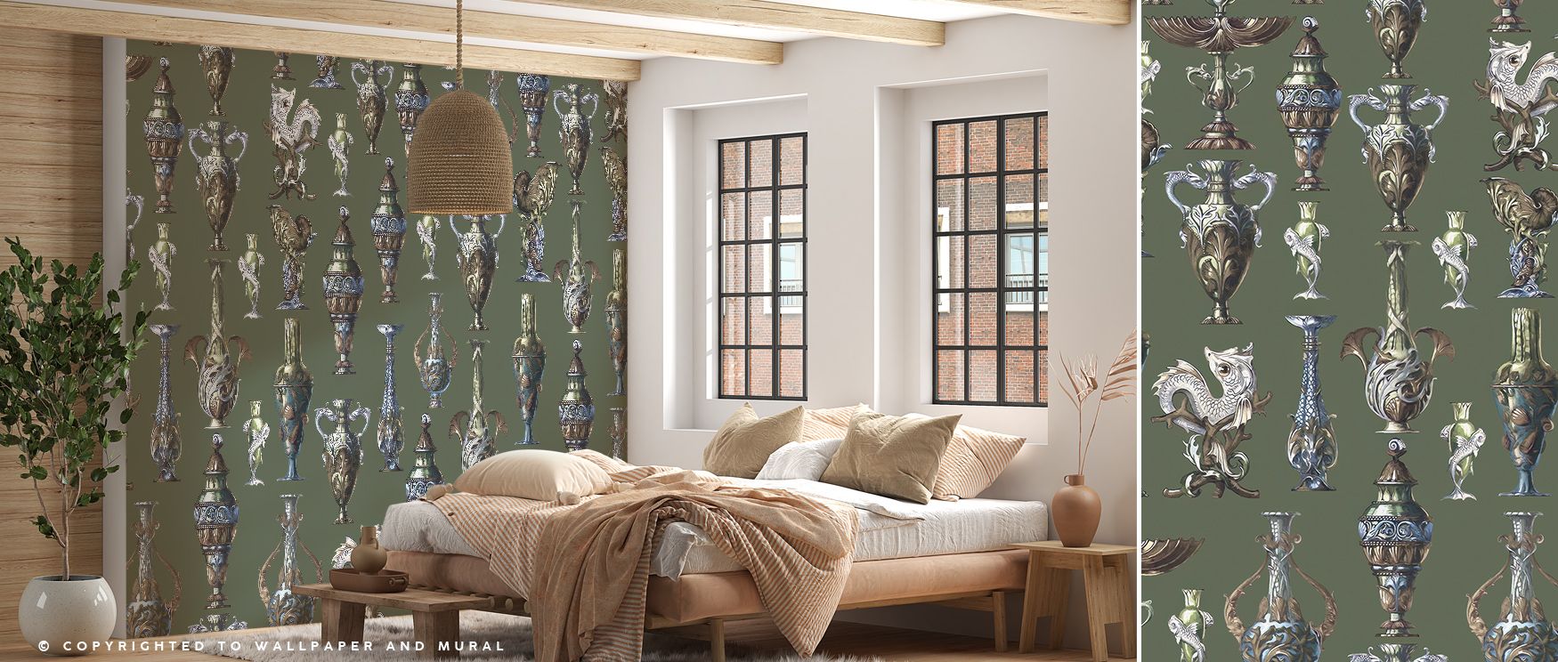 Glittering geometry defines Art Deco Wall Green Wallpaper, its angular flow reminiscent of crystal reflections. The design transforms walls into cinematic backdrops filled with vibrancy, glamour, and architectural poetry.