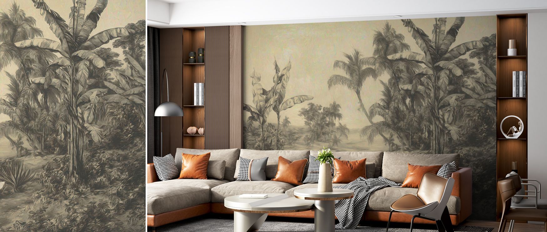 Layers of muted brilliance define At Dusk Wallpaper, weaving twilight’s essence into graceful abstraction. The palette radiates peace, transforming interiors into calm reflections of beauty and emotional rest.