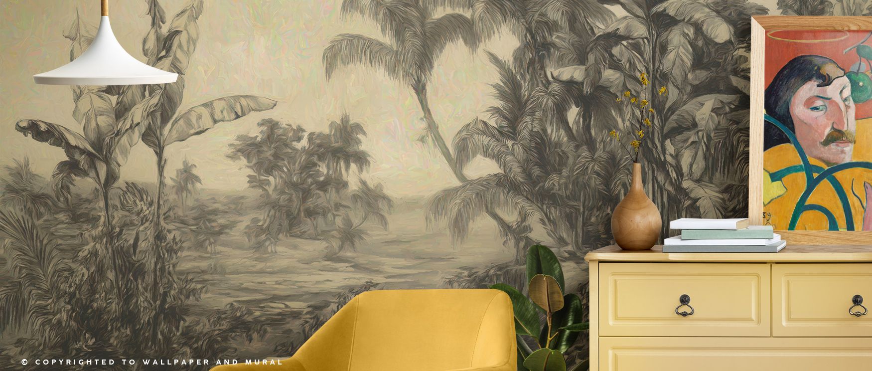 Ambient glow defines At Dusk Wallpaper, its tonal movement evoking sunset over still landscapes. The artwork enhances walls with meditative refinement, offering spaces that soothe and inspire harmony.