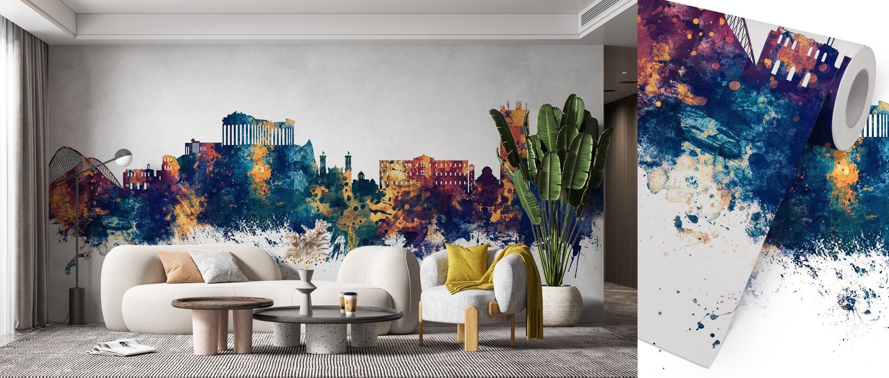 Vivid elegance unfolds within Athens Greece Skyline Blue & Bronze Wallpaper, where color and contour unite in symphonic rhythm. Each detail evokes quiet artistry, transforming spaces into luminous urban serenity.