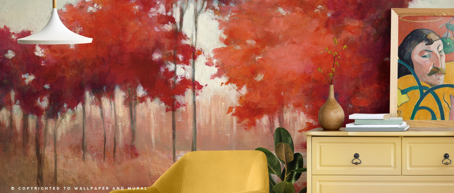 Reflective grace lingers in Autumn Lake II Wallpaper, evoking peaceful afternoons by water’s edge. The design transforms interiors into contemplative spaces bathed in light and quiet emotion.