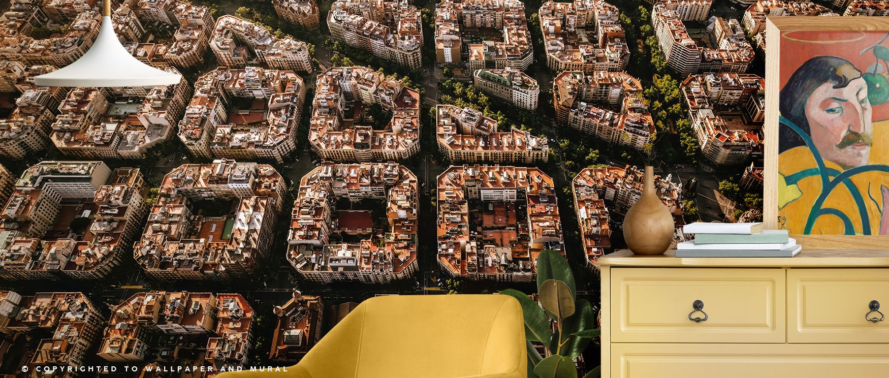 Architectural poetry thrives in Barcelona Aerial Wallpaper, capturing rooftops shimmering beneath sunlight. The palette radiates depth and cultural expression, turning ordinary walls into glowing visions of Mediterranean grace and design intelligence.