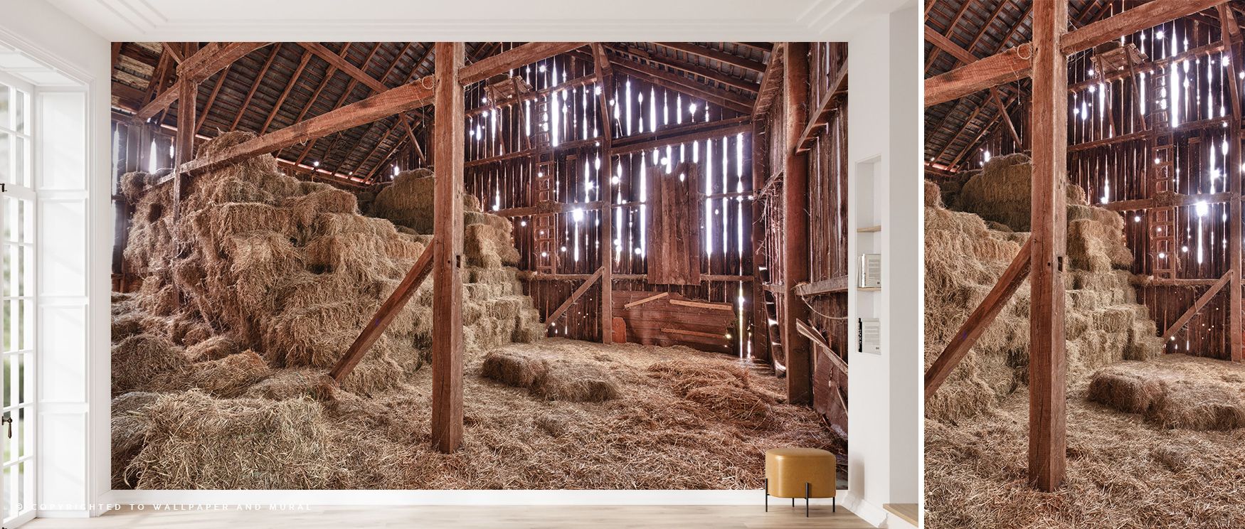 Rich character emanates from Barn Beams Wallpaper, where tonal variations mimic real wood’s lived-in grace. The design captures country charm with refined nuance, transforming walls into tranquil compositions that echo the serenity of handcrafted design.