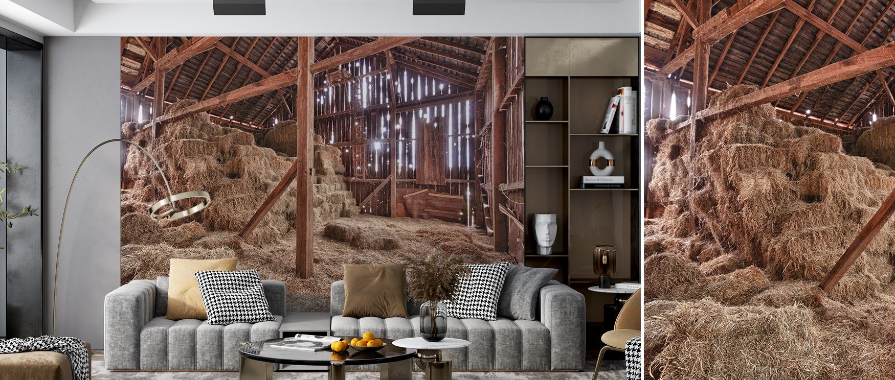 Soft shadow and warm contrast breathe through Barn Beams Wallpaper, blending handcrafted appeal with contemporary poise. The design’s wooden flow enriches rooms with history, serenity, and the poetic language of honest materials rendered in artful rhythm.