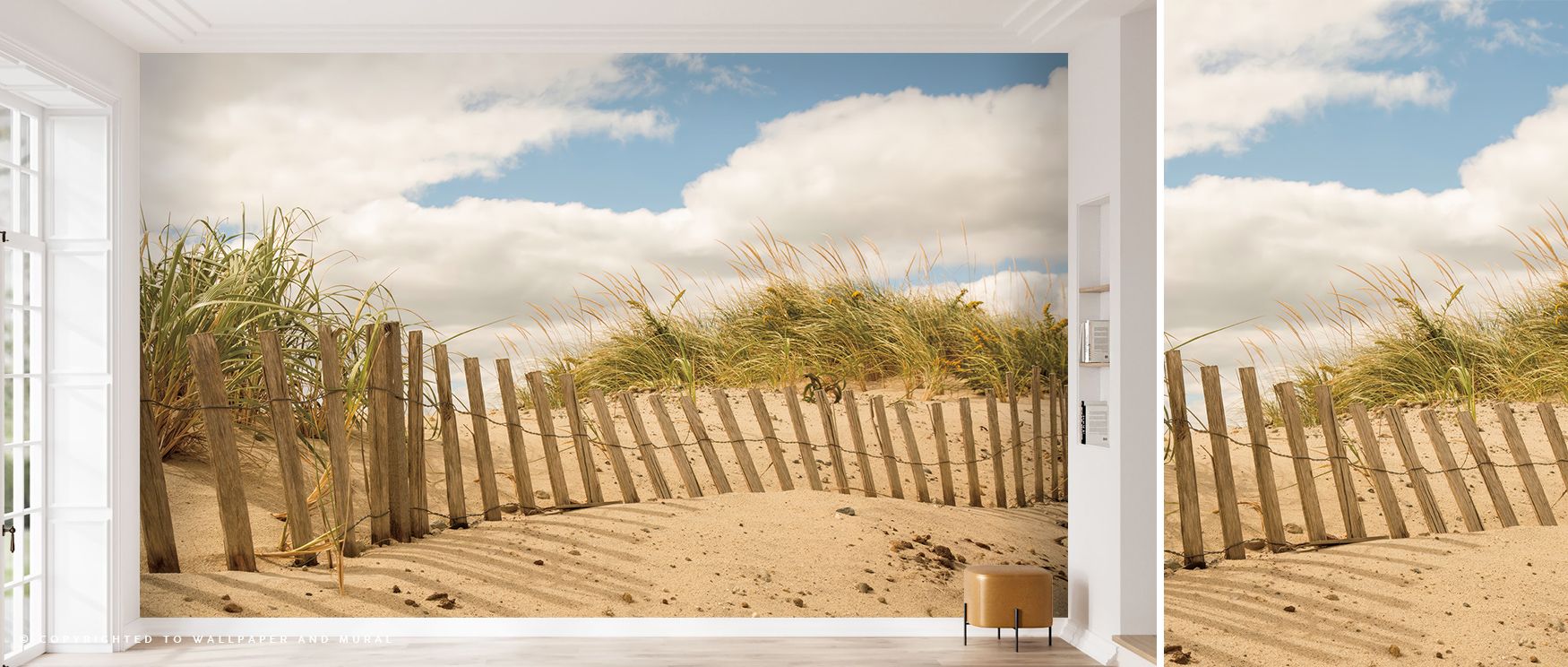 Horizon glow deepens within Beach Dunes I Wallpaper, blending natural neutrals in soothing rhythm. The imagery evokes silence and continuity, perfect for creating interiors that celebrate light, openness, and balance through design and nature’s symmetry.