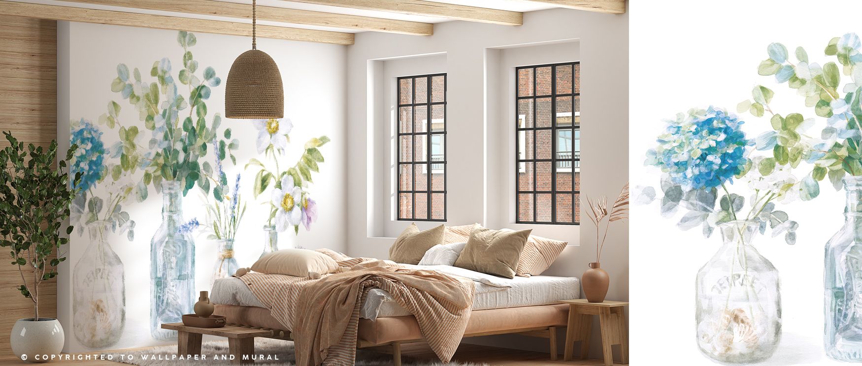 Sunlit blooms drift across Beach Flowers I Wallpaper, weaving energy and softness. Each hue reflects optimism and emotional clarity, enriching rooms with nature’s color poetry and the soothing grace of coastal landscapes alive with floral charm.