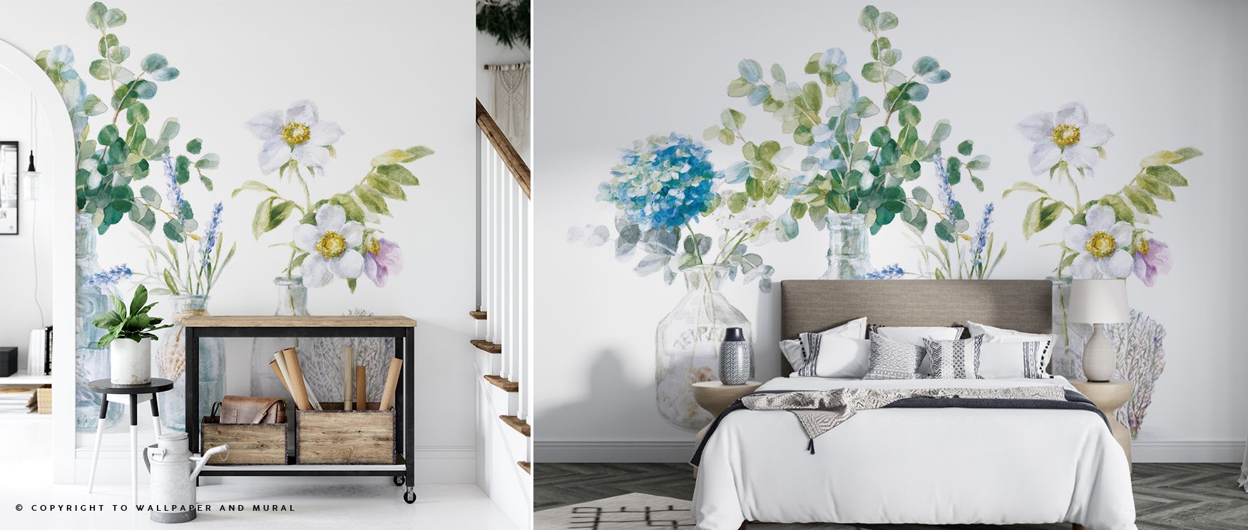 Bright serenity unfolds within Beach Flowers I Wallpaper, merging botanical elegance and airy atmosphere. The composition radiates happiness and gentle composure, ideal for interiors inspired by warmth, movement, and the beauty of seaside gardens.