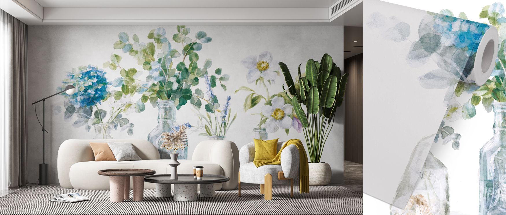 Golden light dances over Beach Flowers I Wallpaper, where each blossom radiates texture and cheer. The design expresses creative optimism, transforming living spaces into vibrant sanctuaries of balance, artistry, and coastal joy through elegant floral rhy