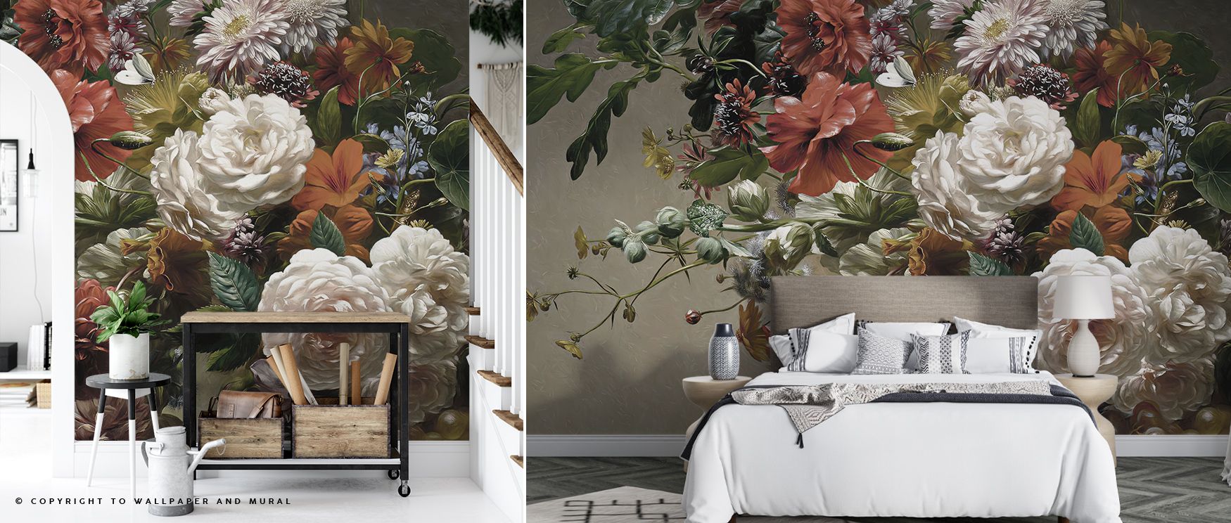 Subtle light dances through Beauty of Flora Wallpaper, highlighting intricate floral curves in soft dimension. The composition evokes tenderness and composure, transforming living areas into havens of peaceful reflection and poetic elegance drawn from nat
