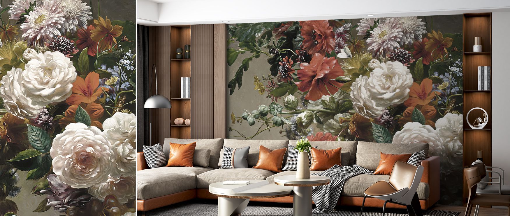 Tranquil patterning breathes through Beauty of Flora Wallpaper, where blossoms intertwine with leaves in gentle balance. The design exudes artistry and peace, perfect for interiors that celebrate calm light, graceful movement, and refined floral charm in 