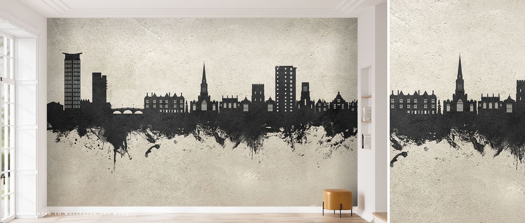 Soft dimension radiates through Bedford England Skyline Concrete Wallpaper, blending tone and architectural line. Each building’s contour carries precision, turning interiors into reflective spaces filled with balance, harmony, and metropolitan serenity.