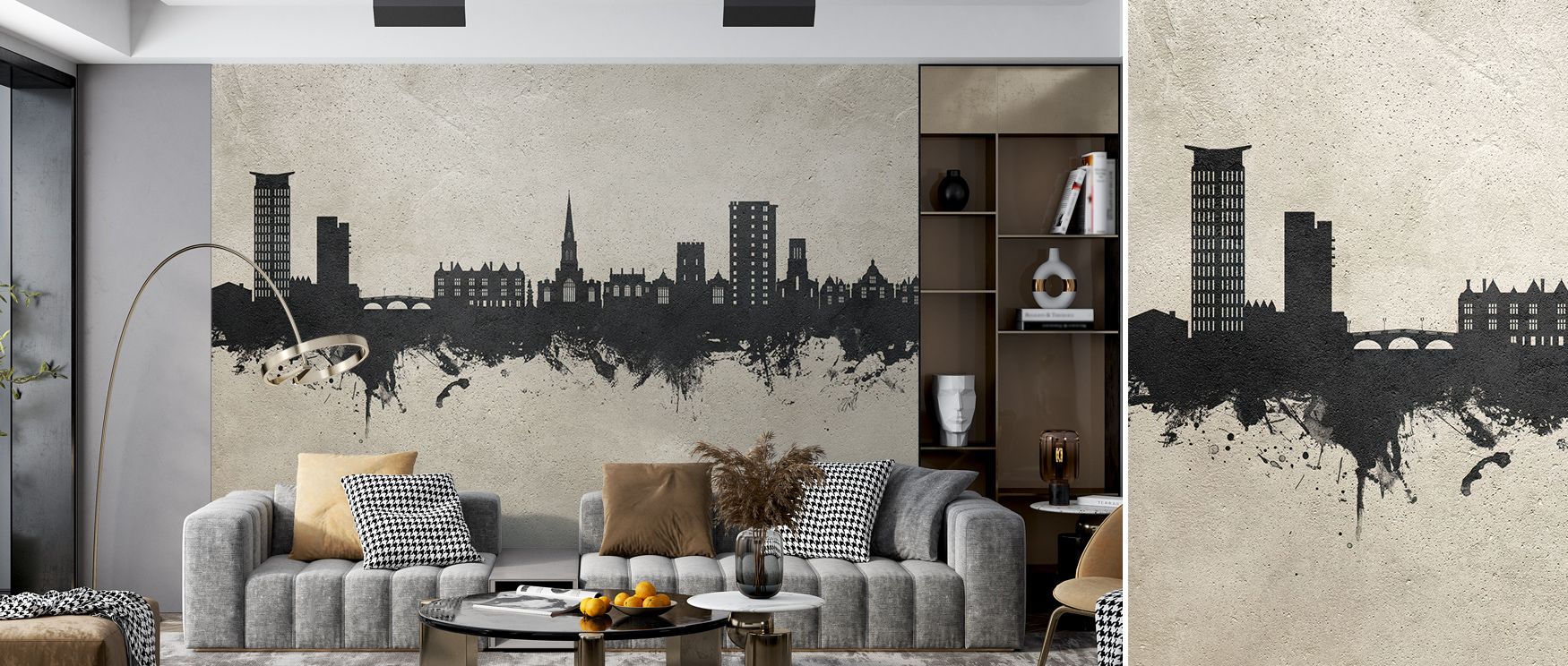 Gentle diffusion defines Bedford England Skyline Concrete Wallpaper, where shadow fades into light. The artwork harmonizes strength and stillness, enriching modern interiors with composure, simplicity, and visual depth inspired by structural beauty.