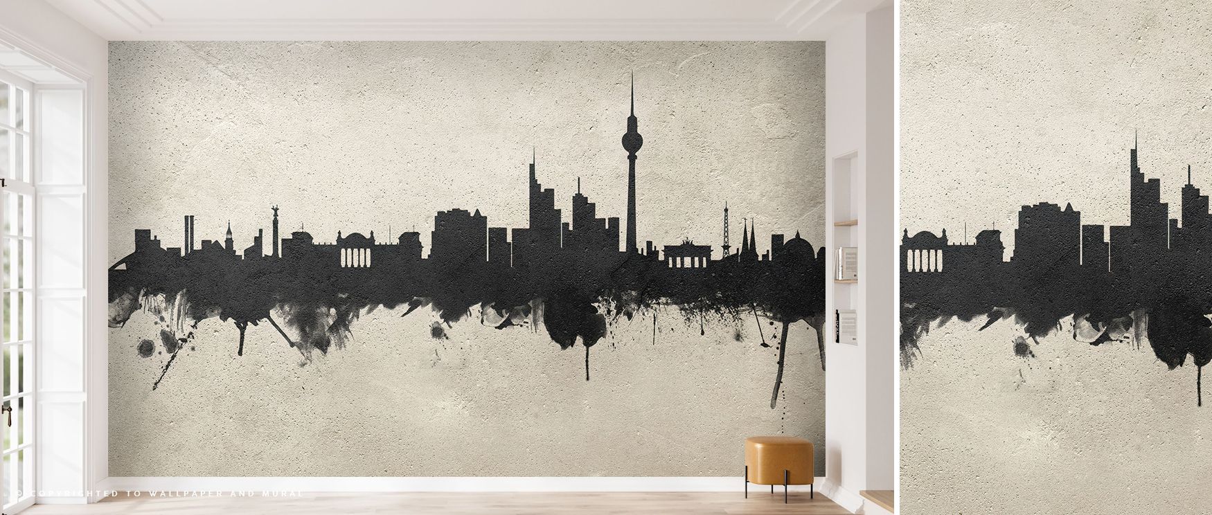 Silver haze drifts across Birmingham England Skyline Concrete Wallpaper, where shadow meets texture in measured precision. The design radiates strength and stillness, adding serene architectural depth and minimal sophistication to modern interiors of bala