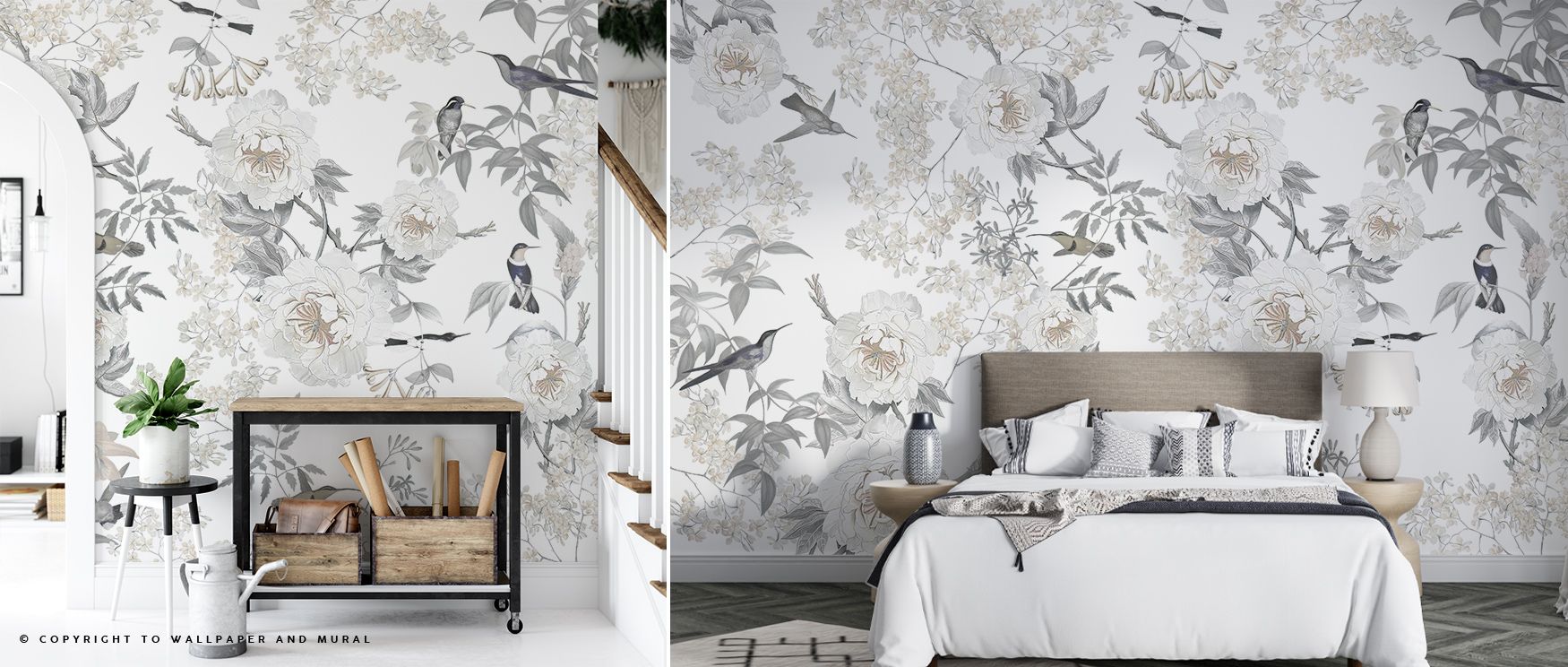 Delicate contrast glows through Birds of Edennnn Wallpaper, where vibrant forms flutter across leafy rhythm. Each detail breathes happiness and creative calm, enhancing rooms with layered color, texture, and organic grace grounded in artistic warmth.