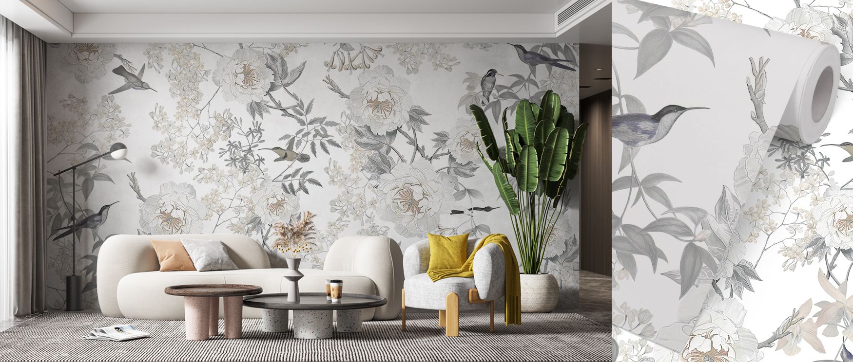 Soft breeze stirs within Birds of Edennnn Wallpaper, moving color through branches. The palette blends vivid intensity and light subtlety, ideal for interiors celebrating joy, nature, and creative connection through design beauty and flow.