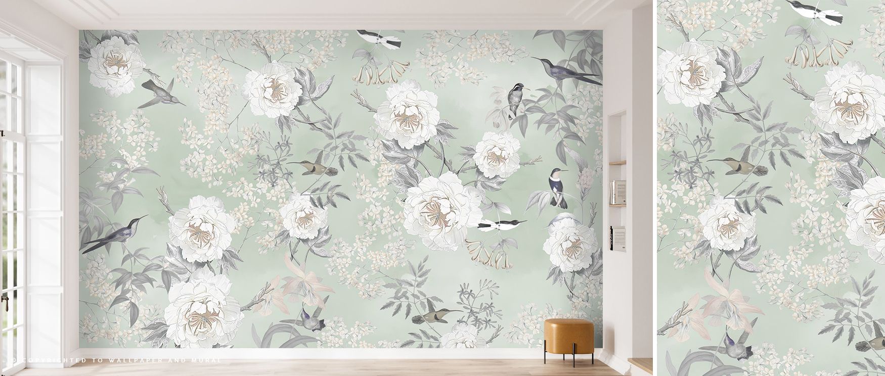 Tropical energy breathes through Birds of Edenssd Wallpaper, blending lush greens and bright hues. The design symbolizes freedom and balance, enriching interiors with texture and poetic rhythm inspired by nature’s elegance and light.