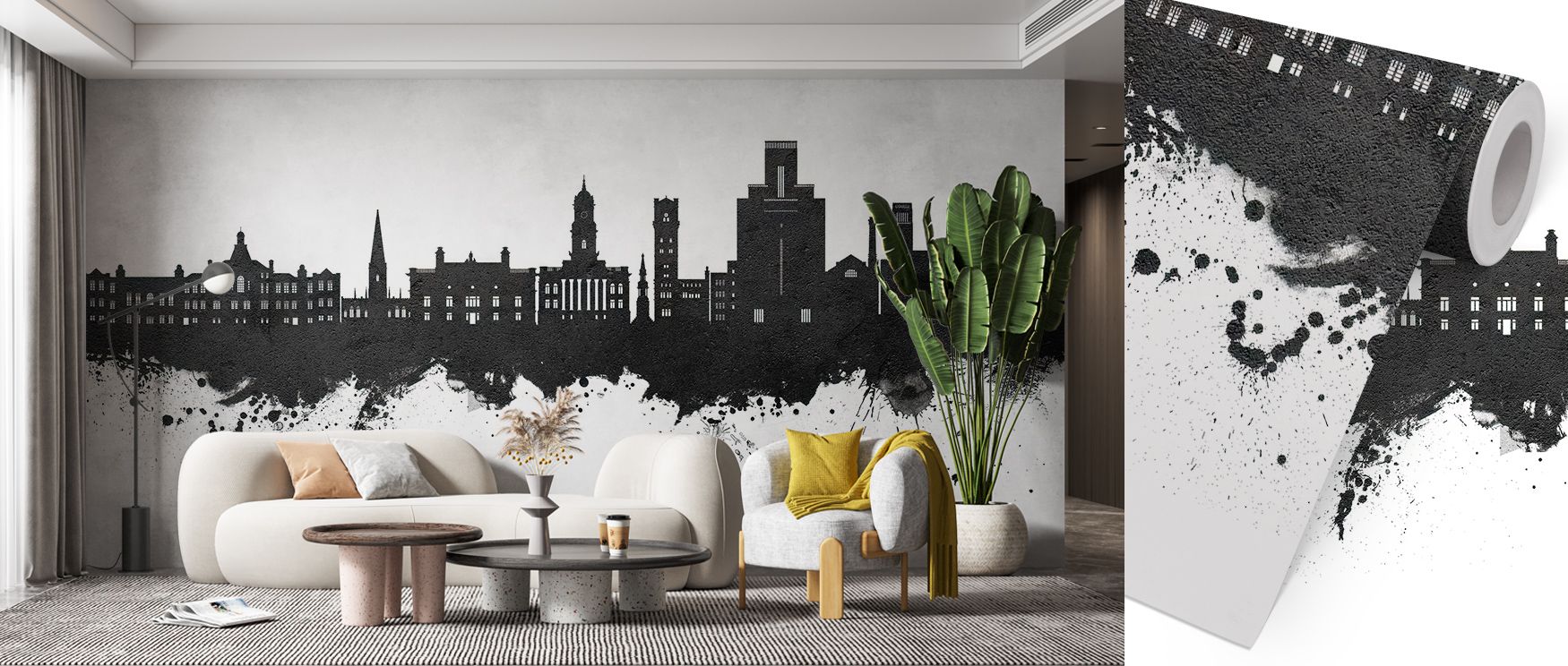Muted grandeur defines Birkehead England Skyline Black & White Wallpaper, blending light and line. The composition conveys subtle emotion and sophistication, ideal for living or workspaces celebrating structure and balance through visual minimalism.