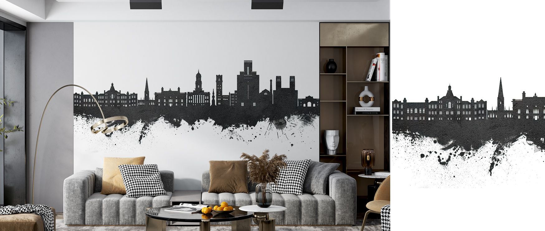 Modern symmetry unfolds through Birkehead England Skyline Black & White Wallpaper, capturing beauty in still geometry. The design harmonizes movement and form, transforming spaces into refined reflections of proportion and urban poise.