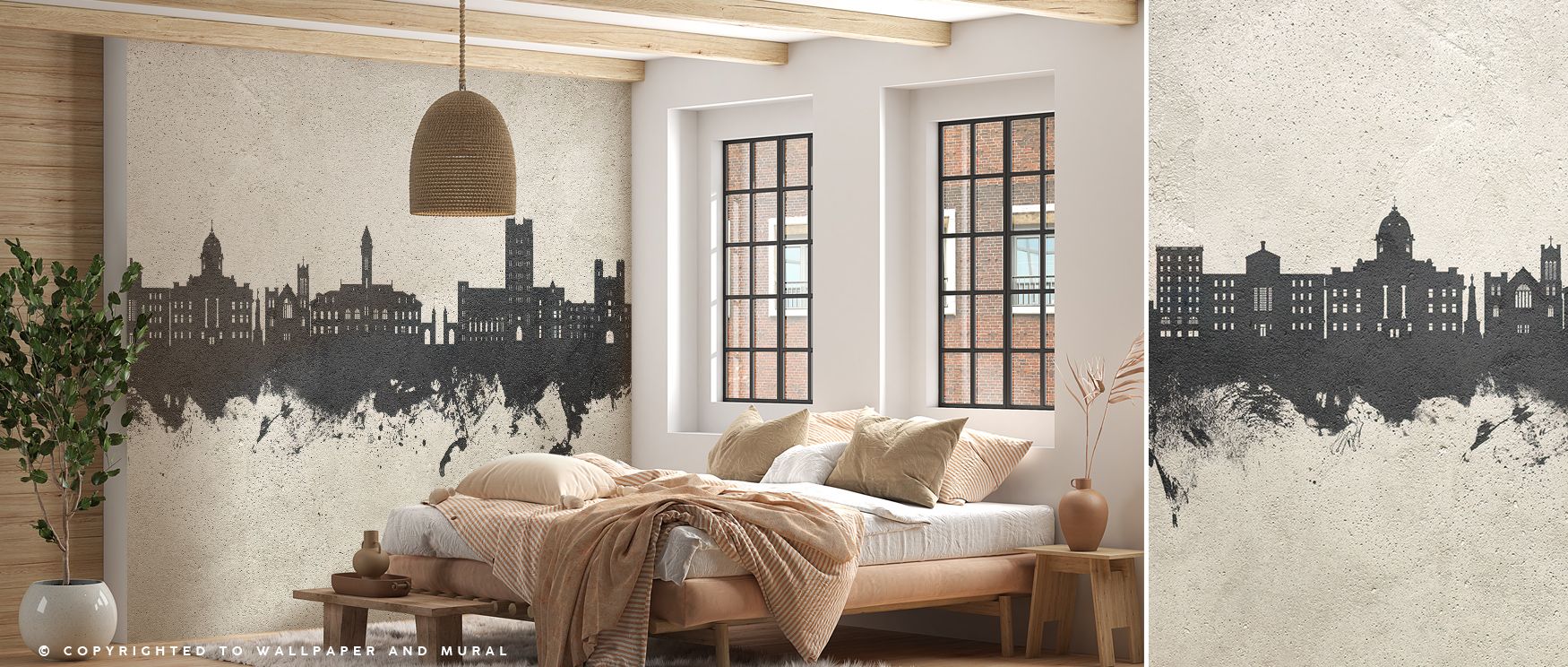 Shadows settle within Bloomington Indiana Skyline Concrete Wallpaper, layering structure with light. Each silhouette radiates strength and serenity, transforming walls into contemplative spaces of geometry, tone, and quiet emotional balance. 