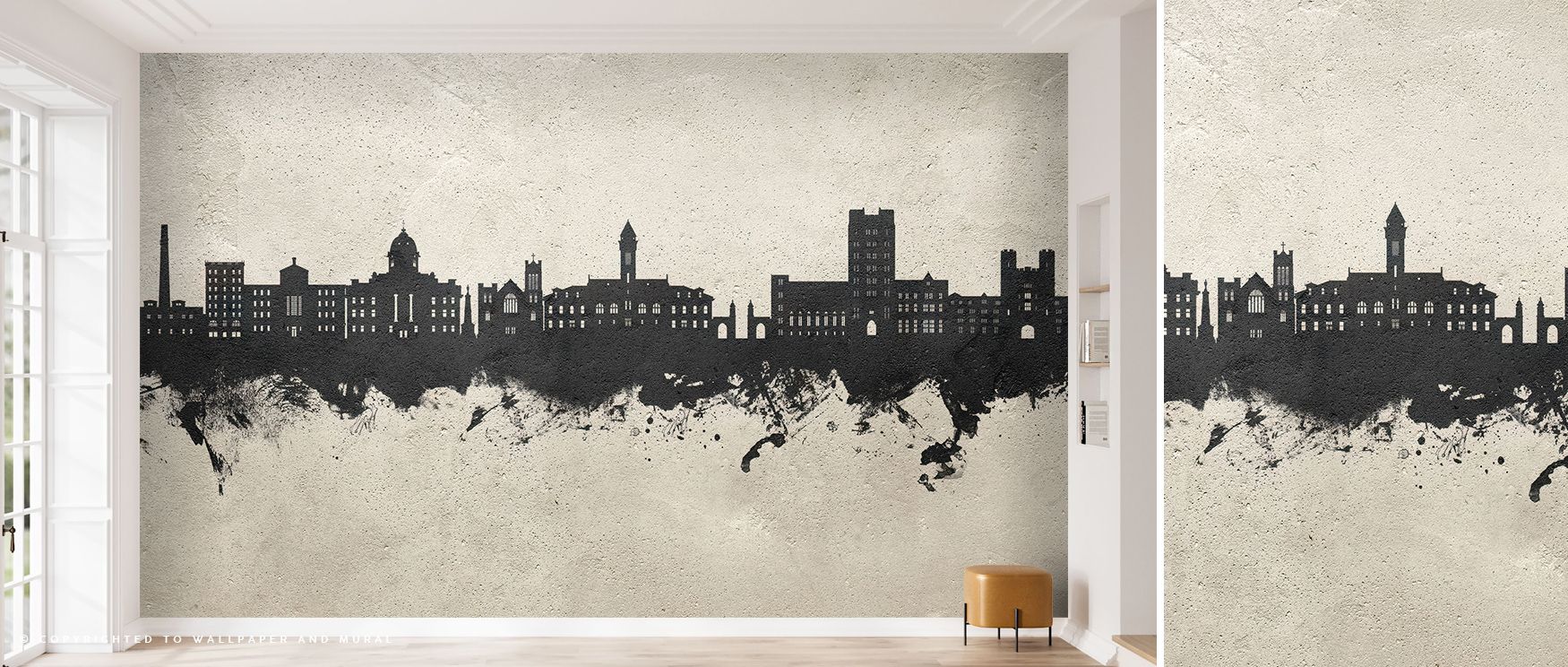 Industrial elegance lives within Bloomington Indiana Skyline Concrete Wallpaper, merging clean geometry and visual depth. The design captures design purity, adding stability and poise to interiors rooted in quiet sophistication and refined simplicity. 