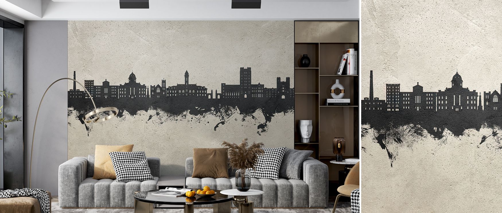 Architectural rhythm resonates through Bloomington Indiana Skyline Concrete Wallpaper, uniting structure and air. Each detail conveys equilibrium, turning modern spaces into serene compositions of strength, proportion, and understated grandeur. 
