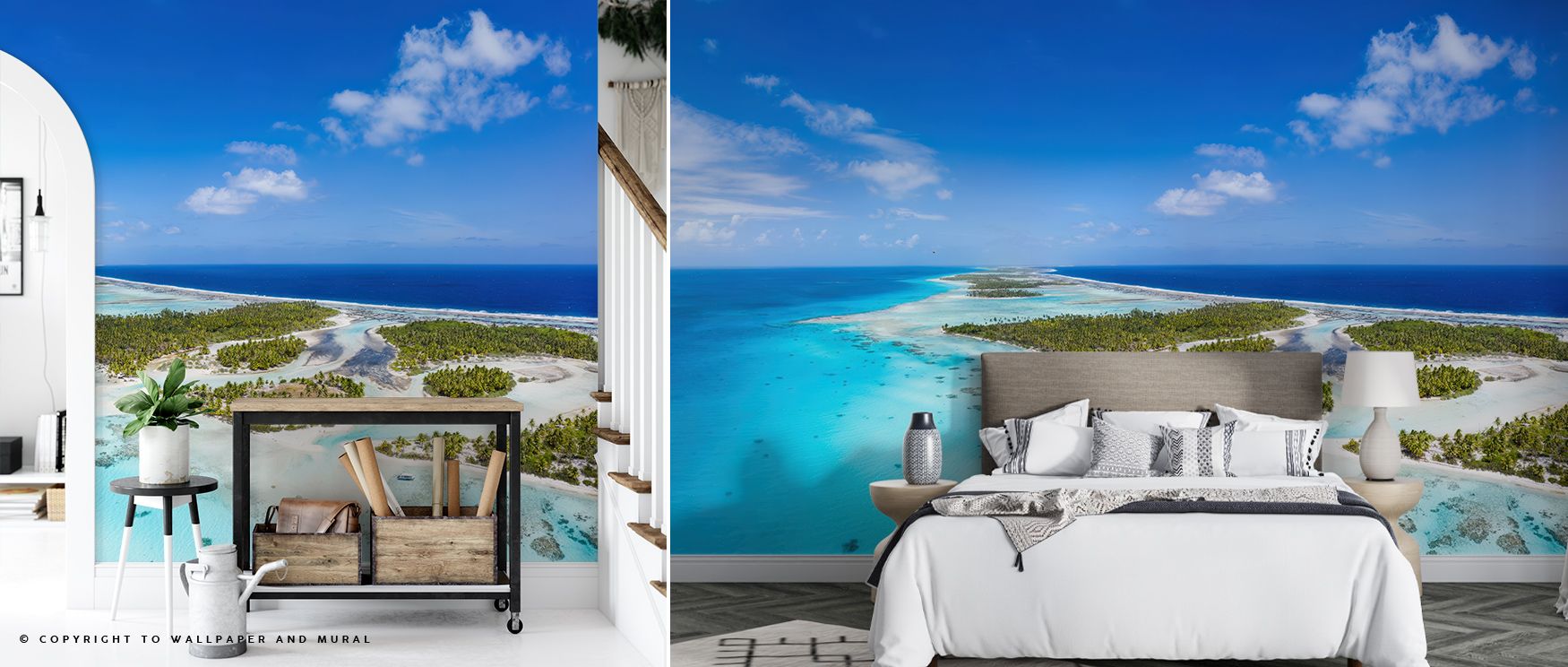 Subtle waves drift through Blue Lagoon Tropical Escape Wallpaper, merging color and texture. Each transition glows softly, bringing soothing rhythm and brightness to spaces inspired by nature’s purity and gentle seaside equilibrium. 