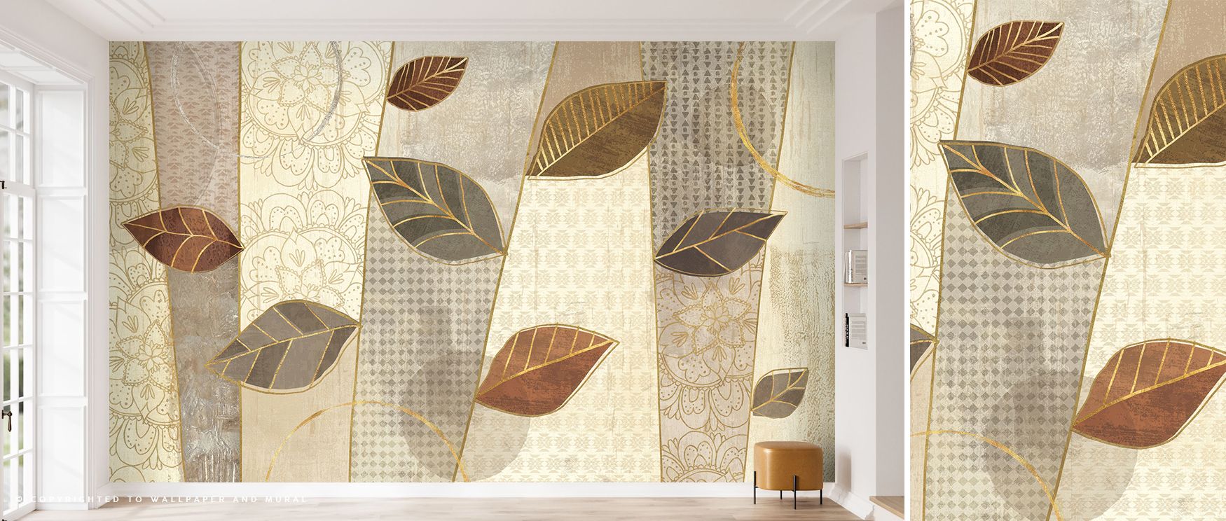 Soft composure defines Bohemian Leaves I Neutral Wallpaper, merging tone, form, and natural artistry. Each line feels delicate and rhythmic, creating interiors filled with depth, texture, and tranquil design flow. 