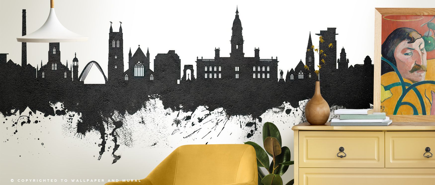 Monochrome elegance breathes across Bolton England Skyline Black & White Wallpaper, where silhouettes merge with open air. The design evokes depth and refinement, ideal for interiors seeking simplicity, harmony, and cultural distinction. 