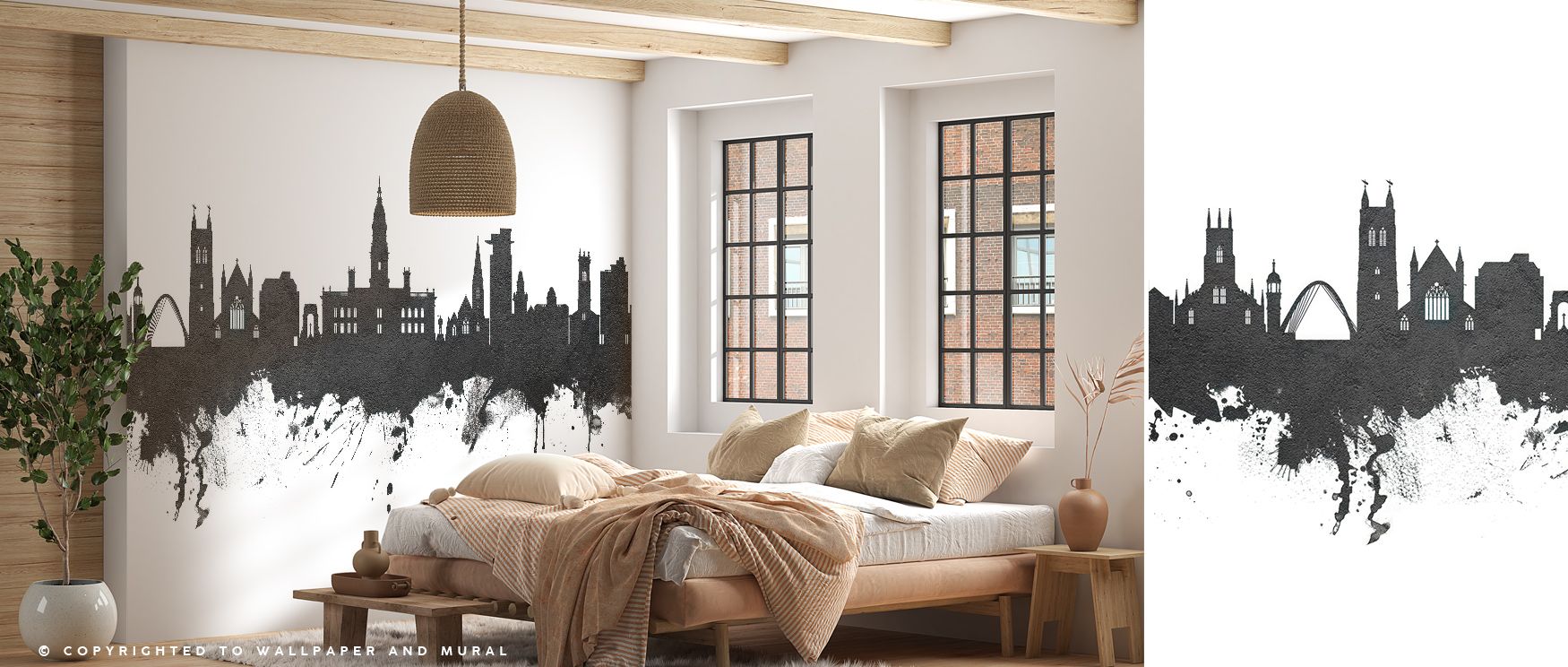 Refined contrast defines Bolton England Skyline Black & White Wallpaper, blending tone and proportion. Each line captures stillness and elegance, ideal for creating timeless spaces of quiet beauty and urban dignity. 