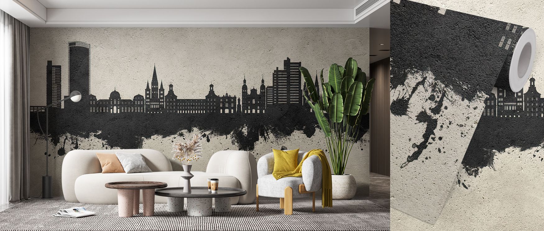 Architectural clarity defines Bonn Skyline Concrete Wallpaper, where tone and proportion unite. Each surface embodies control and refinement, creating interiors shaped by thoughtful urban rhythm. 