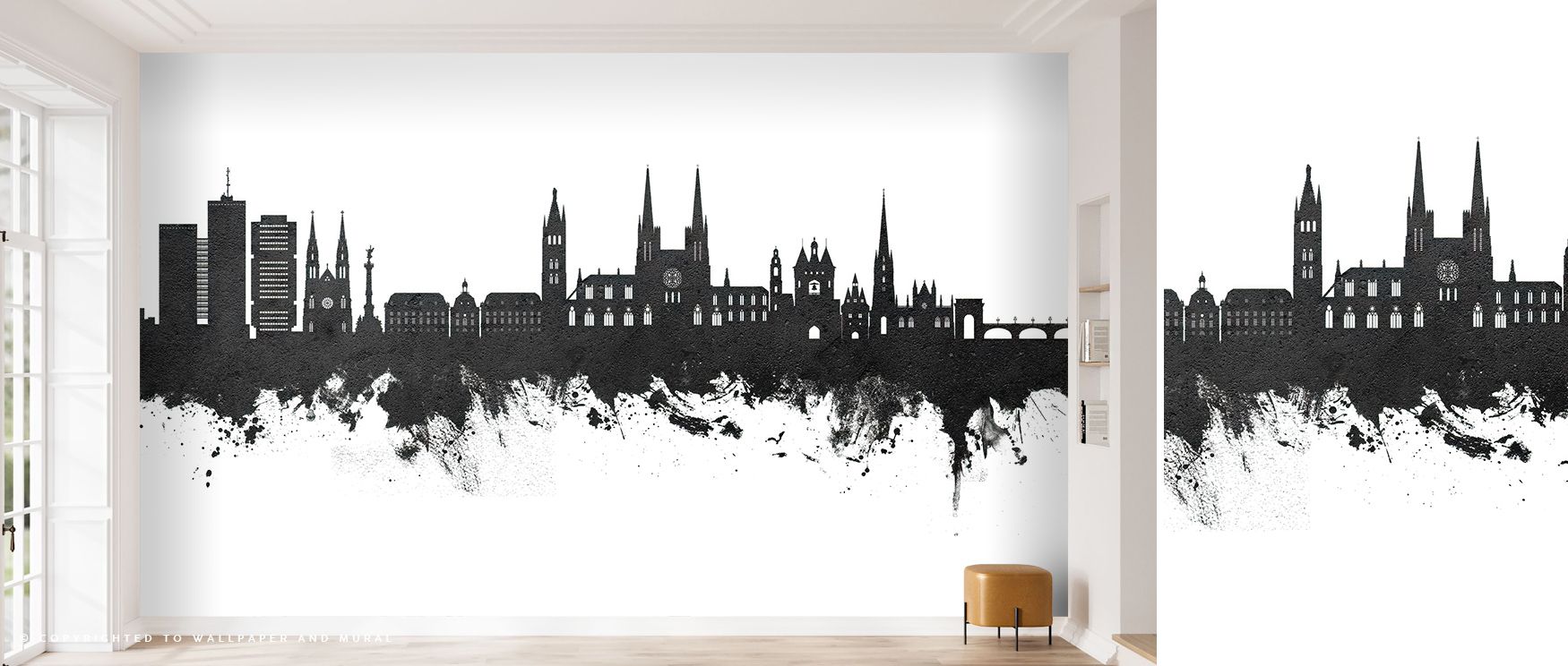 Urban serenity breathes across Bordeaux France Skyline Black & White Wallpaper, merging structure and tone. The design’s quiet strength enriches interiors with balanced geometry and grace. 