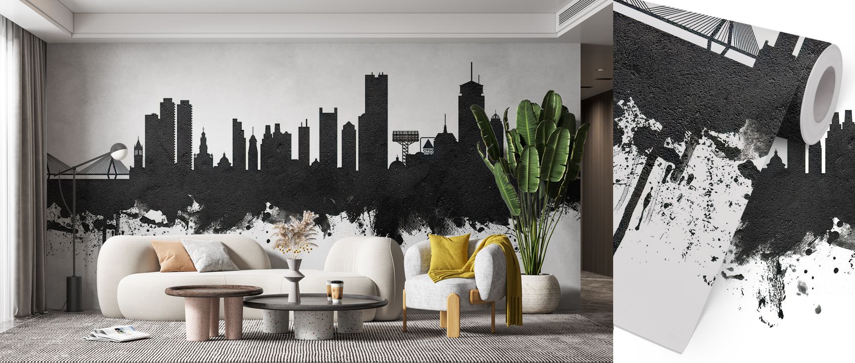 Elegance radiates through the Boston Massachusetts Skyline Black & White Wallpaper, where sharp architectural lines meet atmospheric contrast. Each building silhouette captures history’s whisper, painting stories of progress and pride. Ideal for creating 