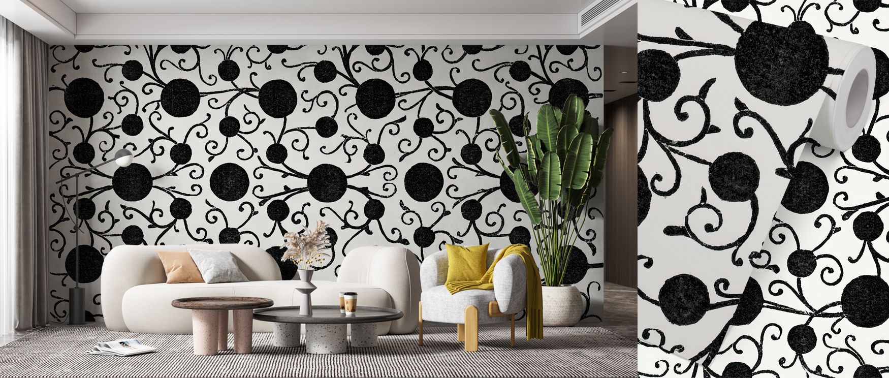 A visual symphony of blossoms fills the Botanical Black Wallpaper, uniting subtle texture with artistic depth. The contrast of shadow and highlight creates immersive calm, turning walls into gardens of tranquil beauty. Its versatile tone suits bedrooms or