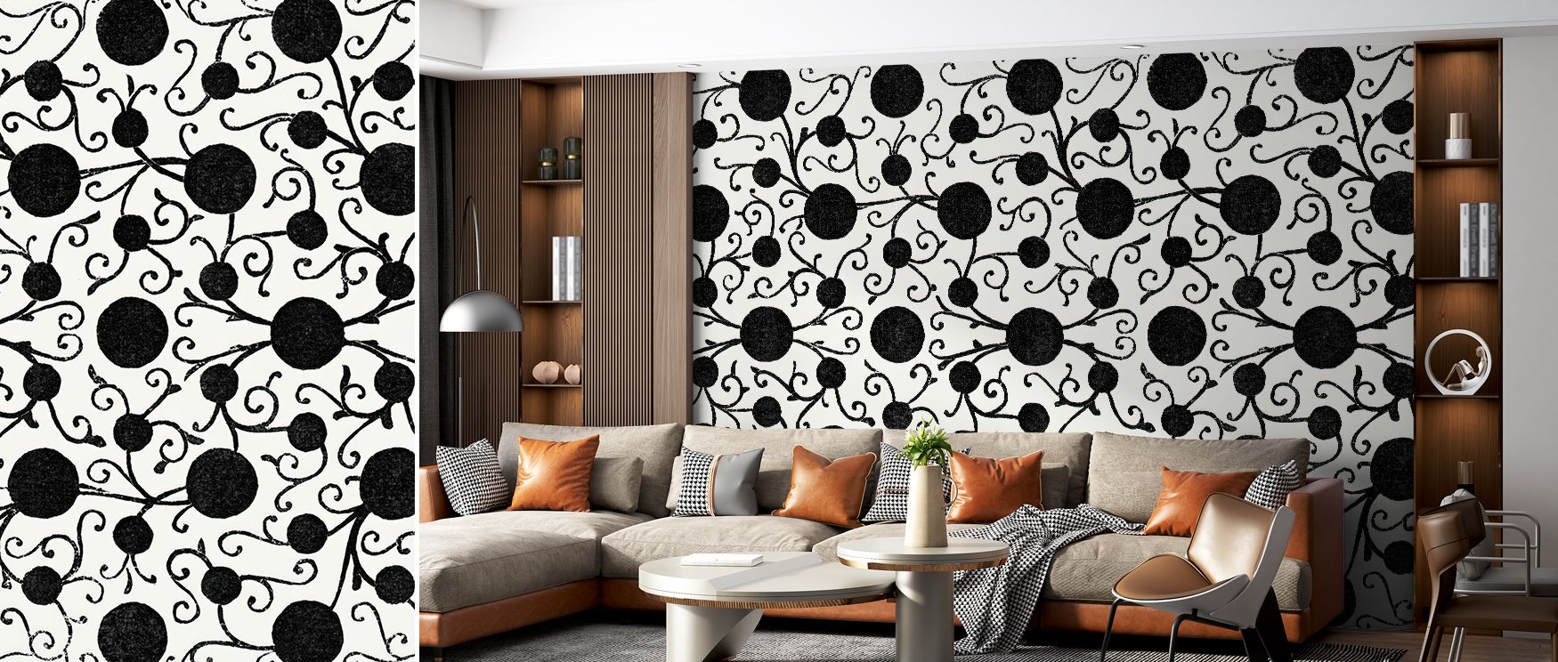 Elegance flows through the Botanical Black Wallpaper, blending botanical delicacy with the depth of night. Its graceful composition and fine detailing evoke serene natural balance, transforming any room into a poetic expression of timeless artistry. Perfe