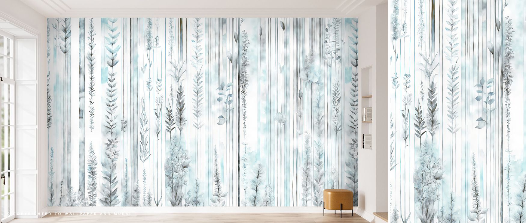 A timeless sense of balance defines the Botanical Wall Teal Wallpaper, its botanical patterns capturing tranquil harmony. The flowing composition invites calm introspection, ideal for creating peaceful sanctuaries that blend sophistication and serenity. 