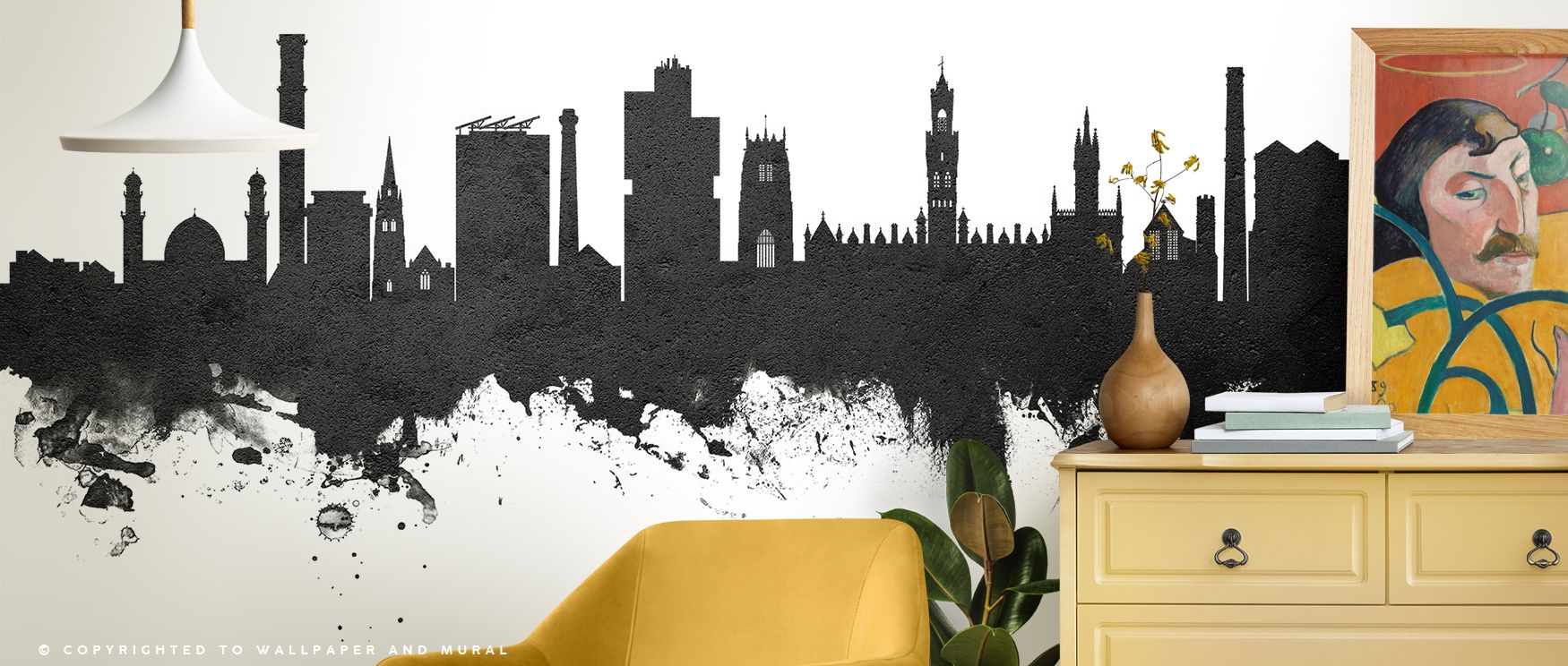The elegant minimalism of the Bradford England Skyline Black & White Wallpaper highlights the intricate detail of Bradford’s skyline. Monochrome tones create depth and emotion, offering interiors a refined sense of balance and sophistication. 