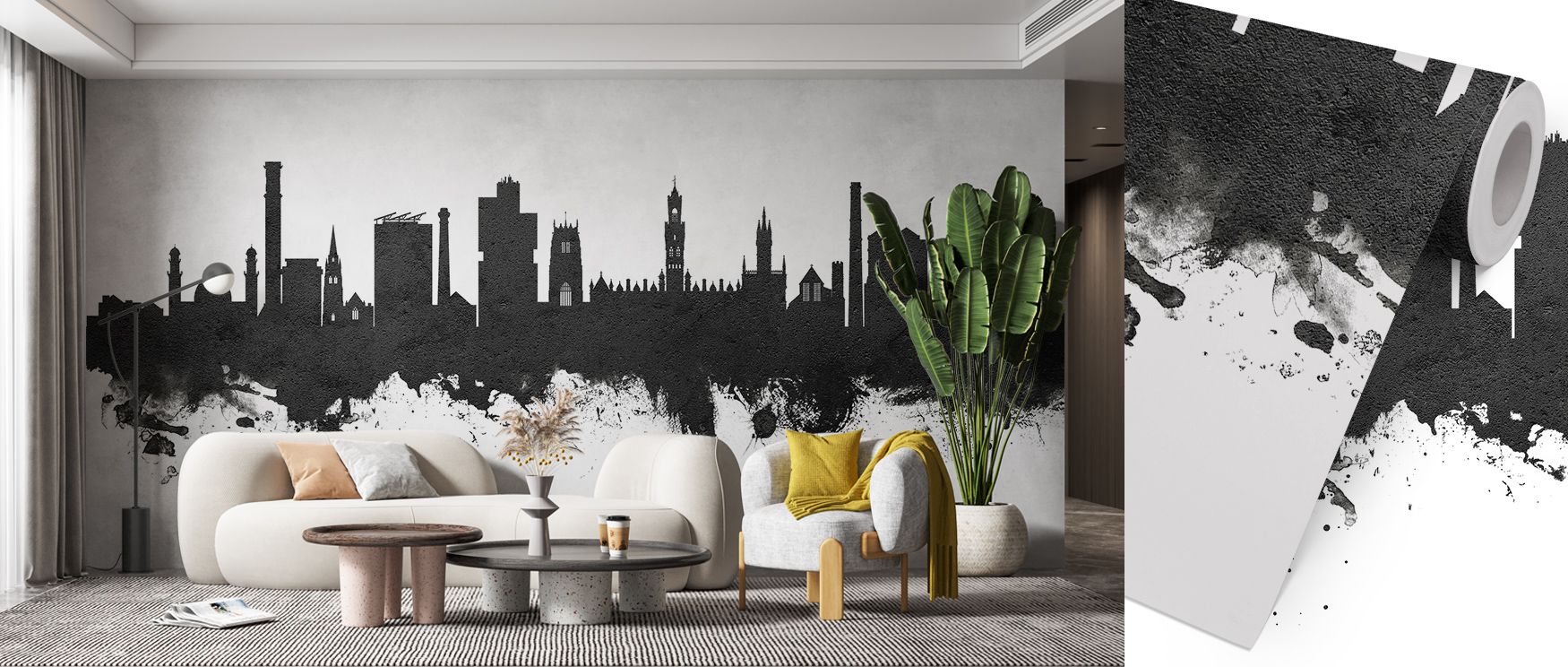 Depth and serenity harmonize within the Bradford England Skyline Black & White Wallpaper, where graceful structures rise through misty gradients. This balanced design enriches any space with quiet sophistication and thoughtful charm. 