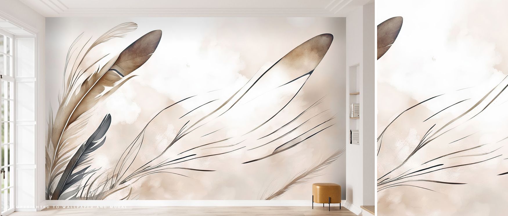 Delicate energy flows through the Breath Brown Wallpaper, where overlapping browns form a landscape of warmth and stillness. The texture resembles brushed clay touched by light wind, creating emotional depth in spaces designed for rest. Each line evokes o