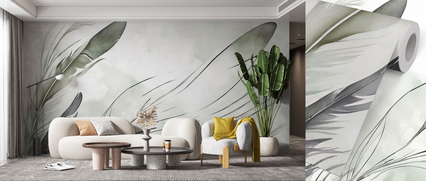 Deep forest hues emerge in the Breath Green Wallpaper, balanced by whispers of mint and fern. The design evokes connection to nature through harmony and stillness. Its abstraction embodies calm vitality—perfect for interiors that value quiet strength and 