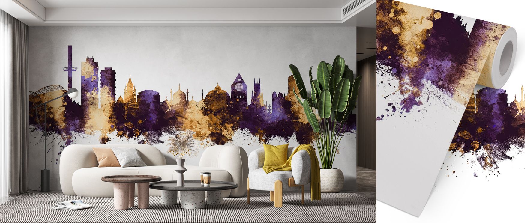Deep hues and gentle highlights define the Brighton England Skyline Purple & Gold Wallpaper, where metallic warmth meets twilight stillness. Each architectural line exudes calm grandeur, enhancing rooms with cultured serenity. The contrast between gold sh