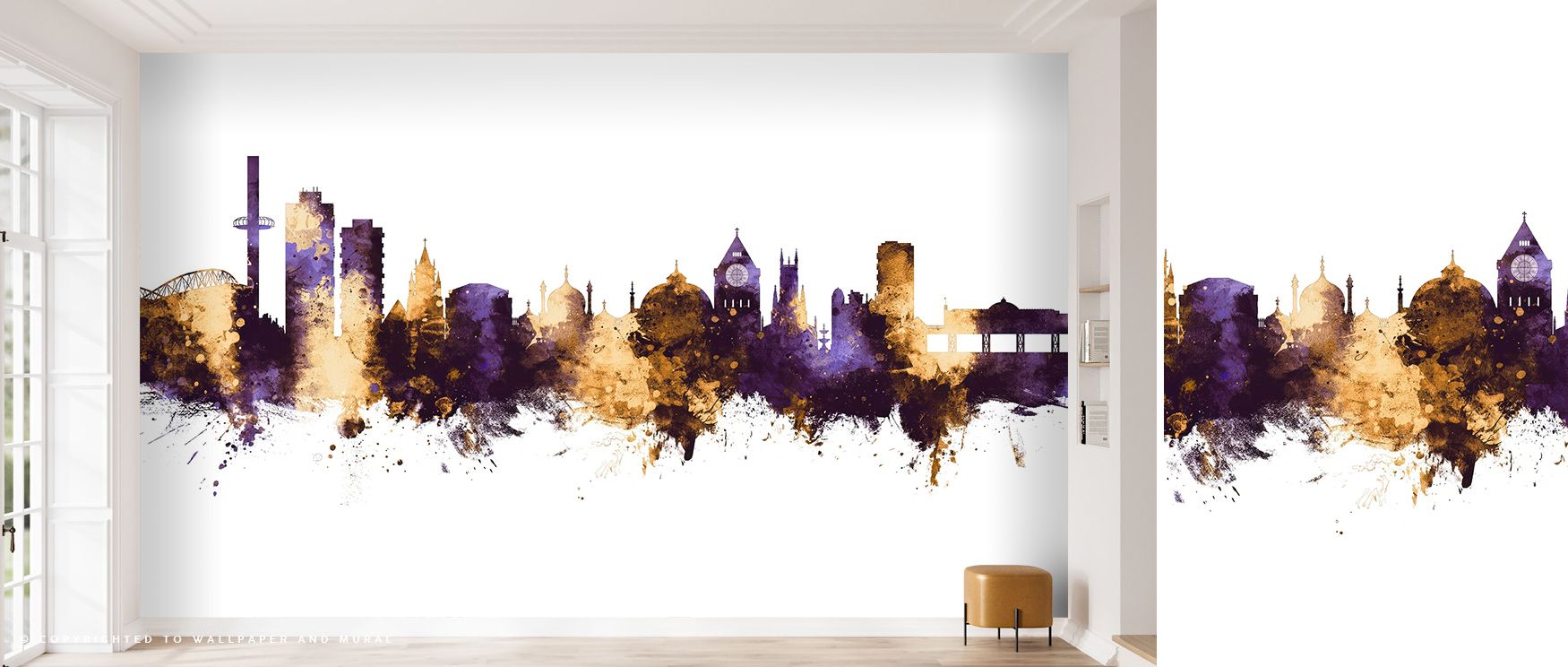 Subtle elegance radiates from the Brighton England Skyline Purple & Gold Wallpaper, where each tone reveals soft transitions between light and dusk. The skyline exudes rhythm and balance, inviting tranquility while celebrating heritage. Perfect for living