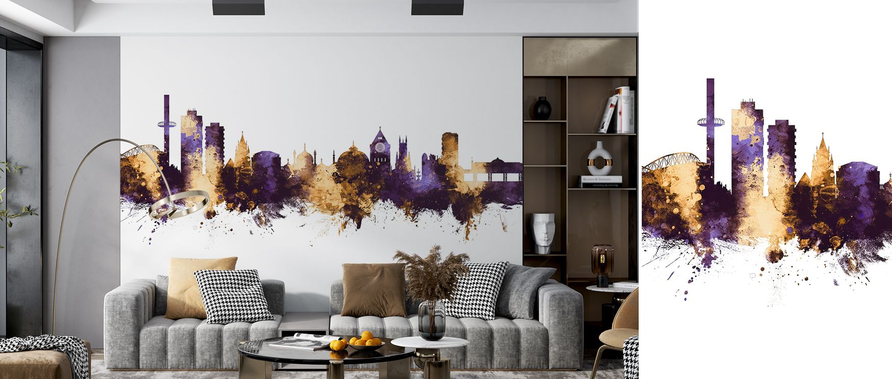 Golden reflections illuminate the Brighton England Skyline Purple & Gold Wallpaper, painting the city in twilight splendor. Every spire and rooftop shines in harmony, filling interiors with serene energy and refined depth. Its composition offers gentle lu