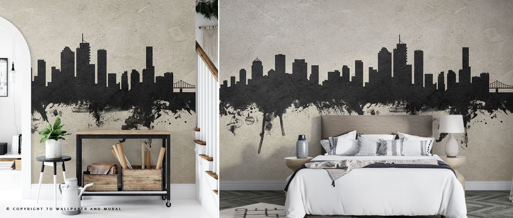 Refined balance emerges in the Brisbane Australia Skyline Concrete Wallpaper, where industrial inspiration meets artistic calm. The skyline’s detailed silhouettes convey grace and modernity, infusing interiors with atmosphere and grounded sophistication. 