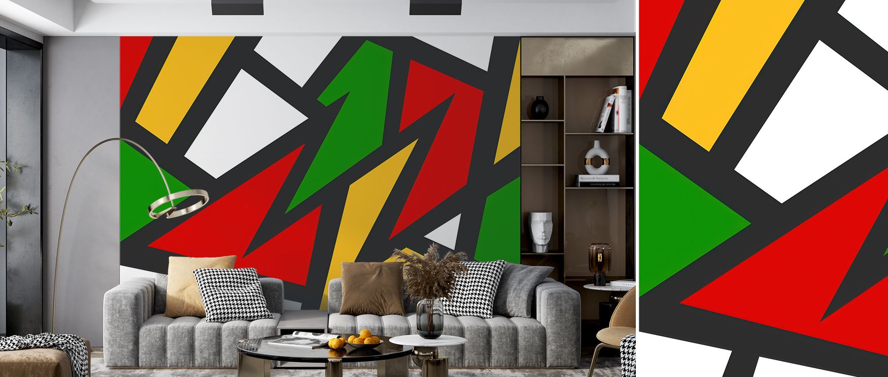 Fluid contrast unfolds in the Broken Window Wallpaper, reflecting an artful interplay of light and shadow. The design suggests movement through stillness, elegance through fragmentation. Ideal for refined interiors, it creates emotional depth and subtle b