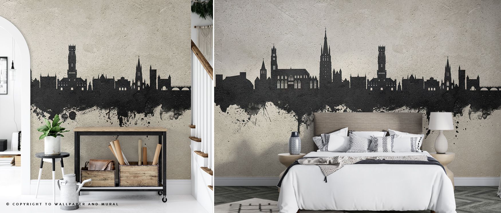 Layers of depth move through the Bruges Belgium Skyline Concrete Wallpaper, with subtle shading that reveals artistry in detail. The skyline’s tranquil symmetry embodies European grace, bringing poise and composure to spaces that value architectural herit